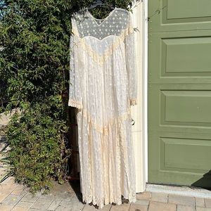 Vtg French lace wedding dress